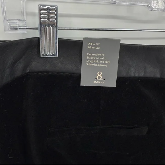 The Limited Drew Fit Women's Black Velvet and Leather Trousers Size 8 - Picture 4 of 8